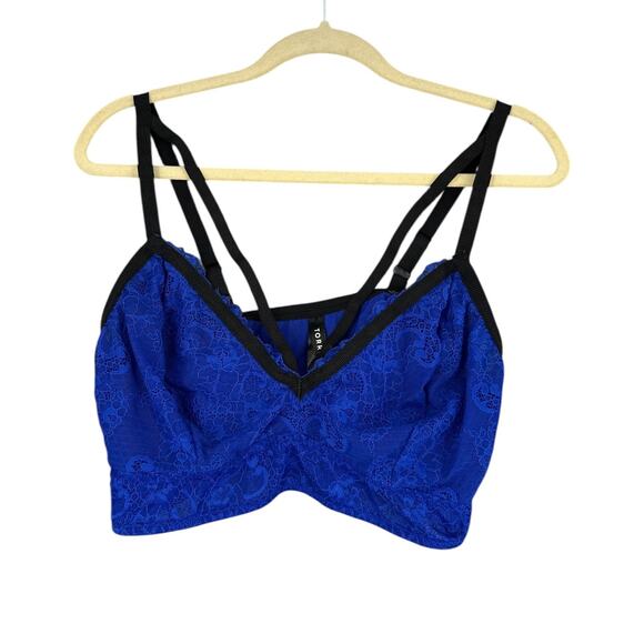 Torrid Blue Bralette Lace Black Trim Lingerie Intimate Bralette Womens Size 1 - Picture 1 of 4